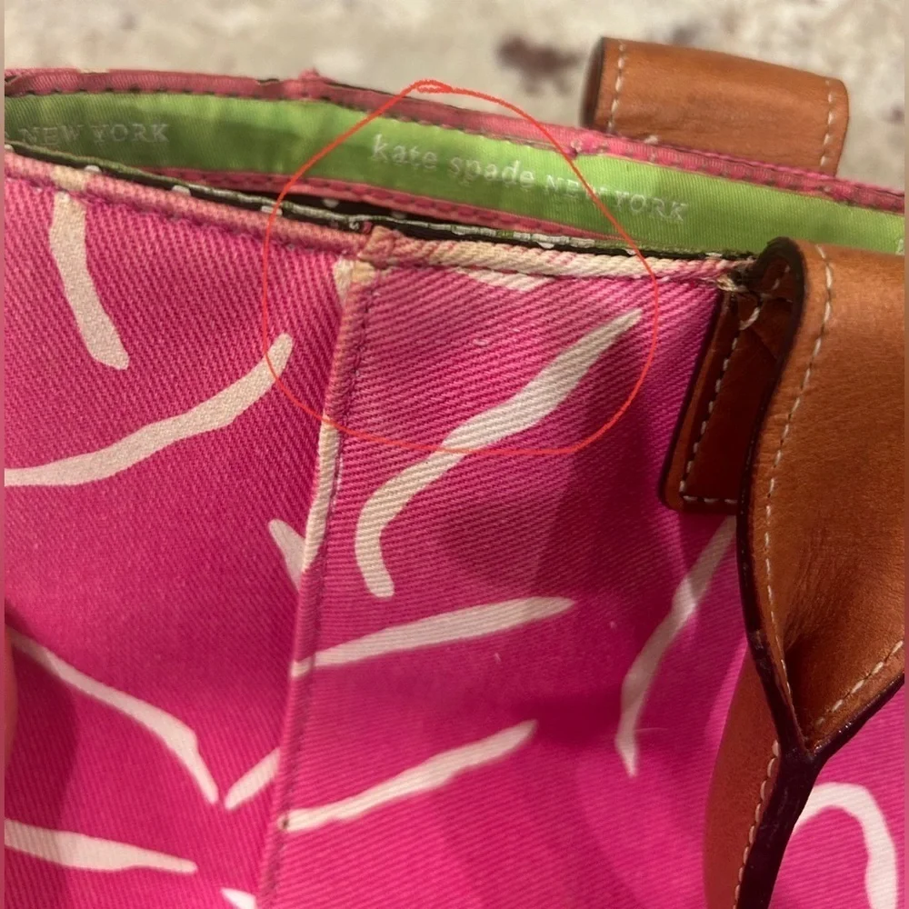 Funky spring Easter Pink floral Kate spade tote handbag purse beach bag